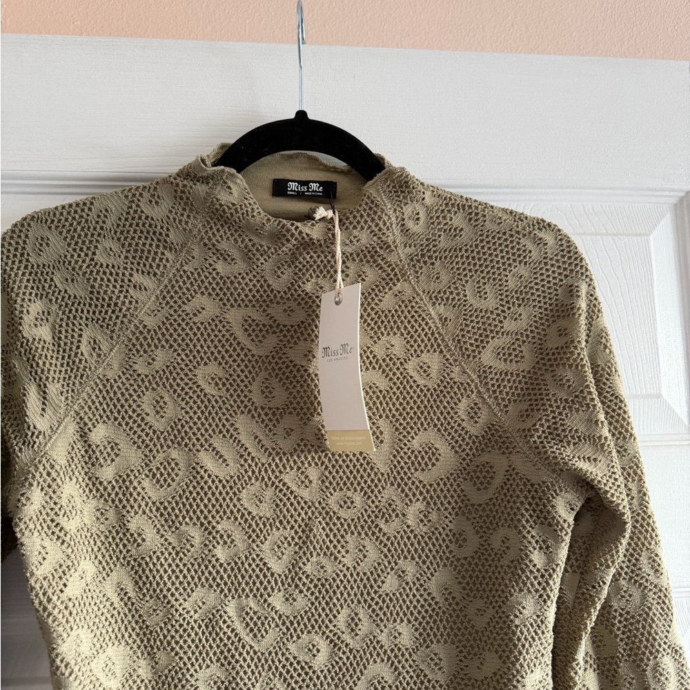 Miss Me Beige Leopard Mesh Long Sleeve Top - Picture 3 of 4
